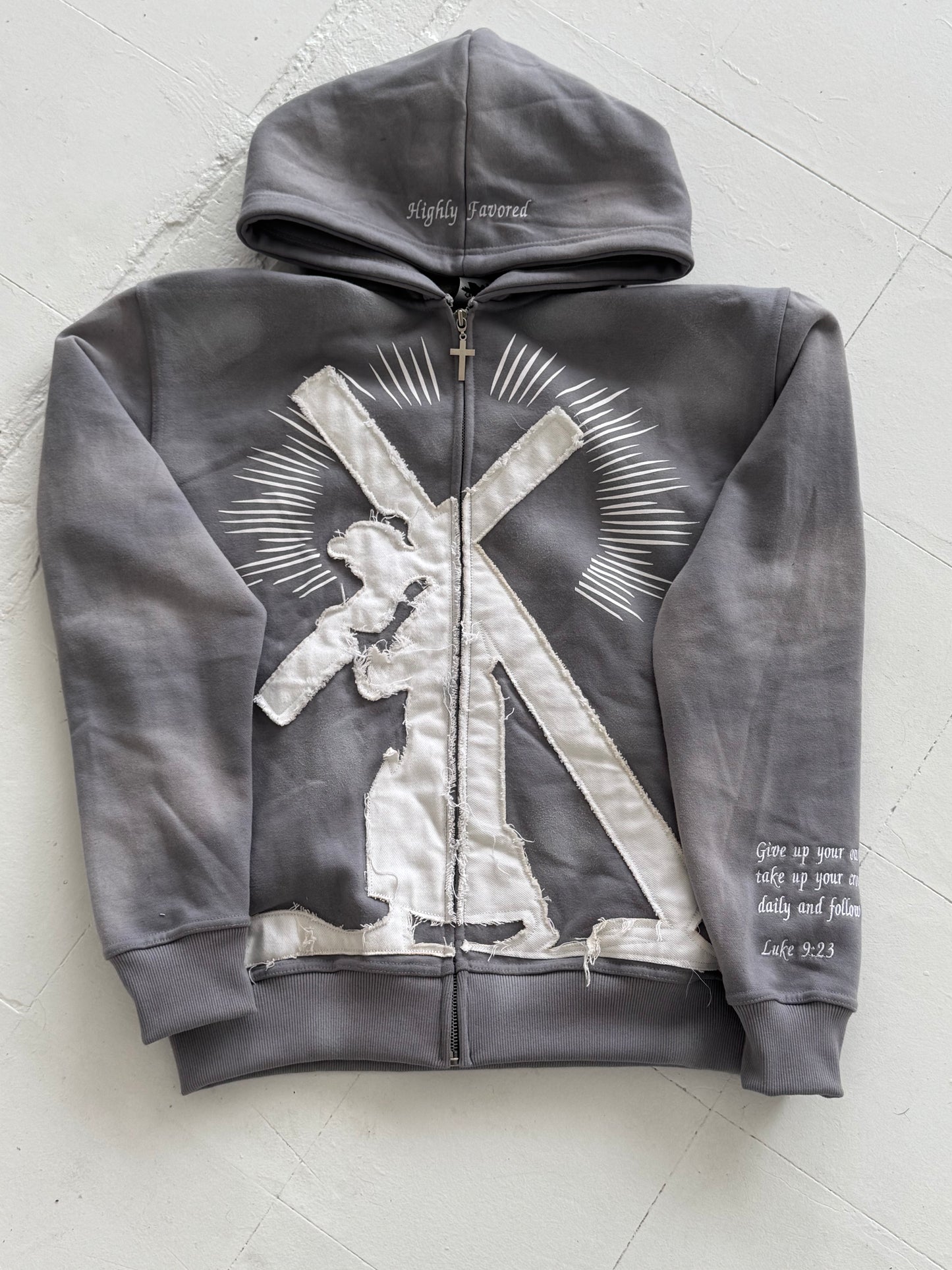 Marked By The Cross Zip-Up Hoodie - GREY